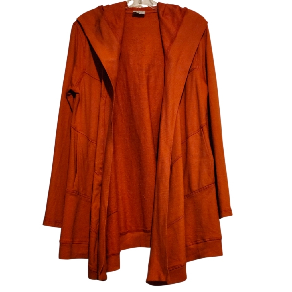 Color Me Cotton Cmc Orange Hooded Swing French Terry Lined Swing Open Cardigan M